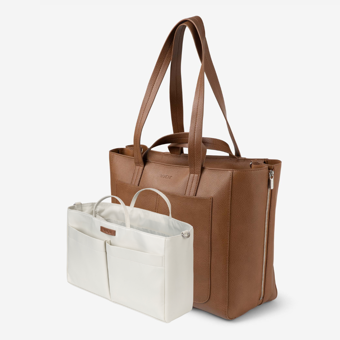 NEW Ida Tote Work Bag Organiser Vegan Tan