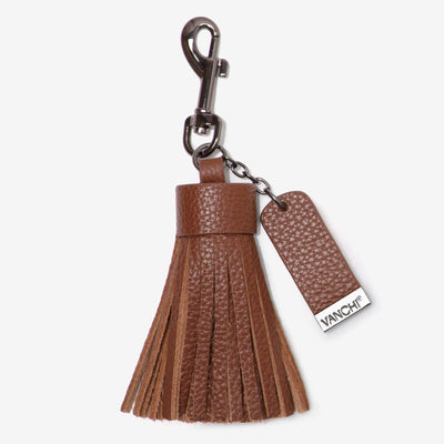 Leather Key Ring/ Bag Tassel + Tan Mini Card Wallet