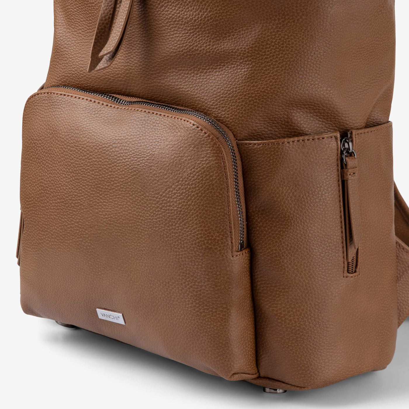 Frankie Work Backpack (Vegan) Pebbled Tan/ Gunmetal