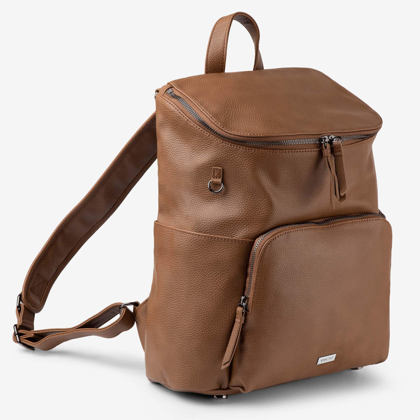 Frankie Work Backpack (Vegan) Pebbled Tan/ Gunmetal