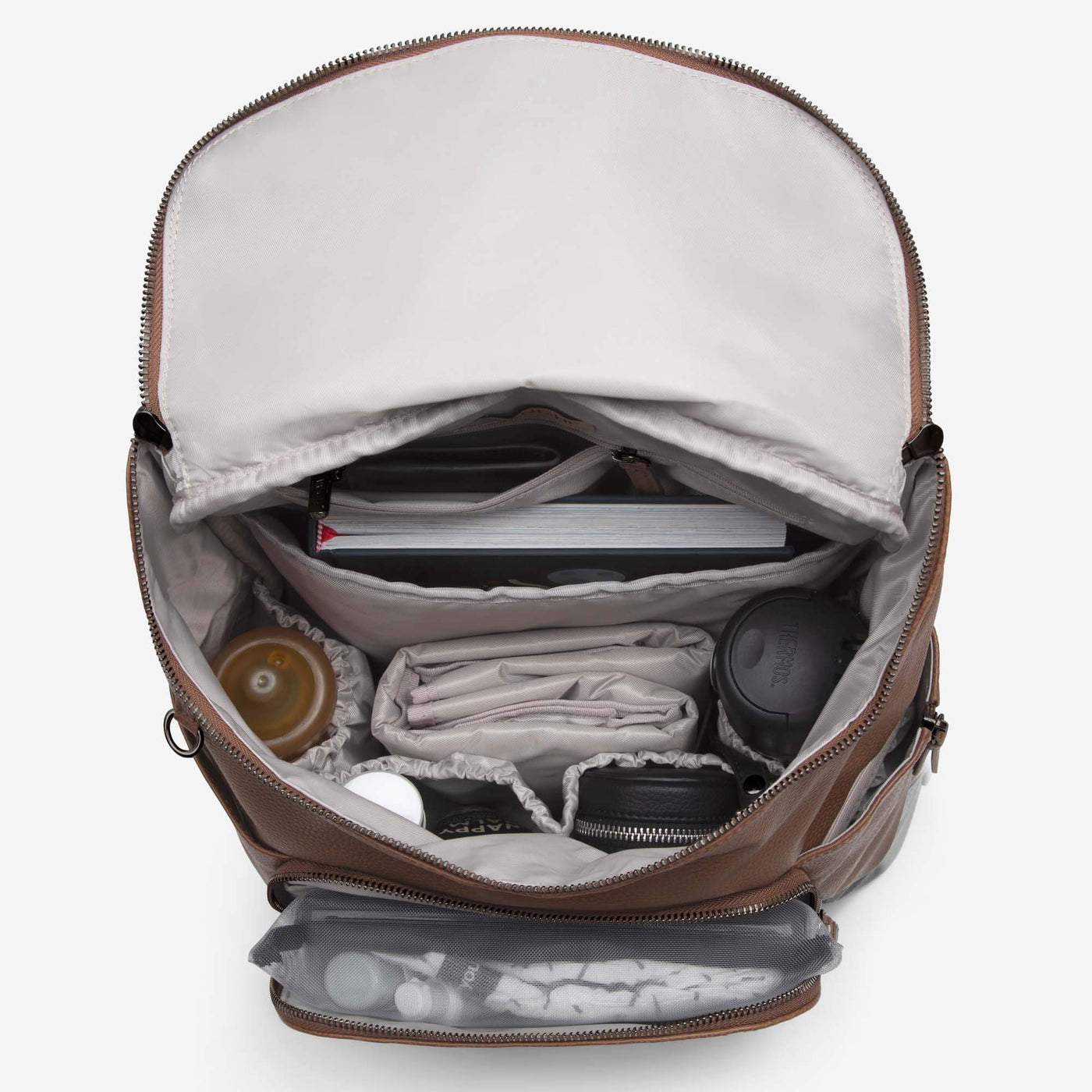 Frankie Work Backpack (Vegan) Pebbled Tan/ Gunmetal