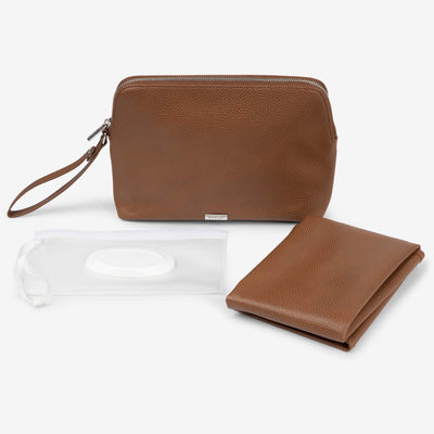 Changing Pouch/ Nappy Clutch - Pebbled Tan