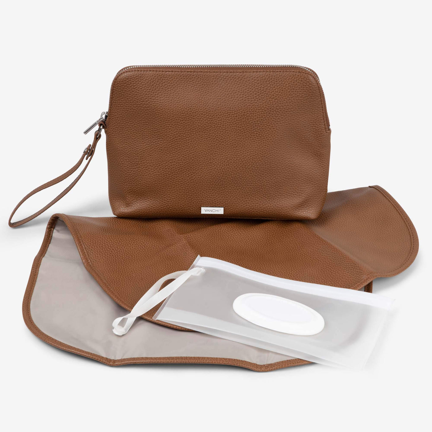 Changing Pouch/ Nappy Clutch - Pebbled Tan