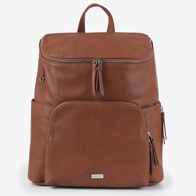 Frankie Work Backpack (Vegan) Pebbled Tan/ Silver