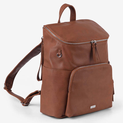 Frankie Work Backpack (Vegan) Pebbled Tan/ Silver