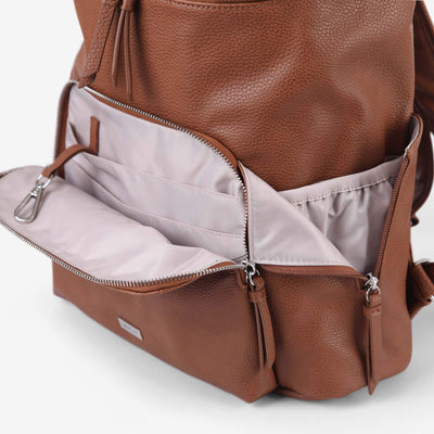 Frankie Work Backpack (Vegan) Pebbled Tan/ Silver