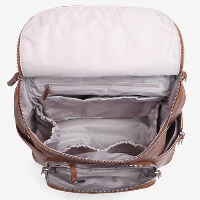 Frankie Work Backpack (Vegan) Pebbled Tan/ Silver
