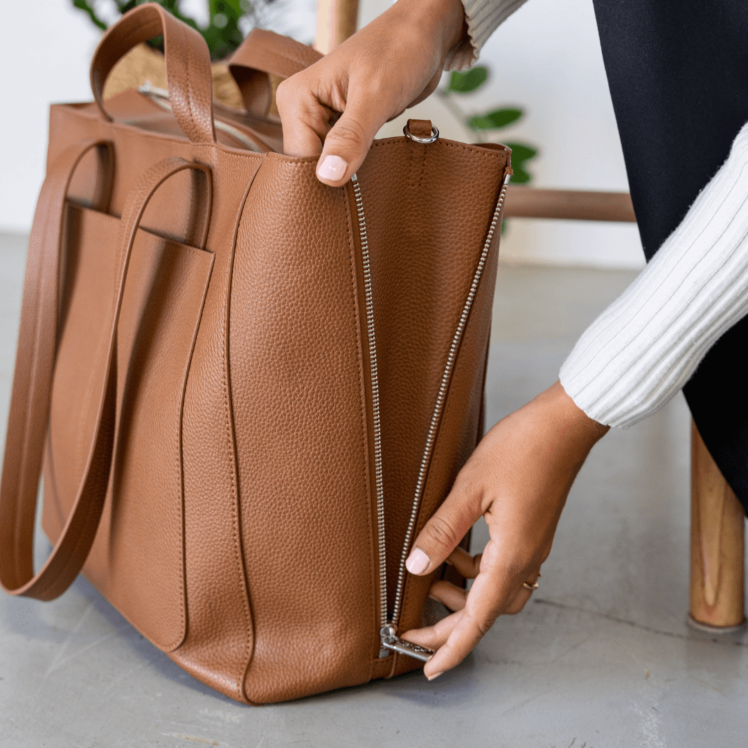 NEW Ida Tote Work Bag Organiser Vegan Tan