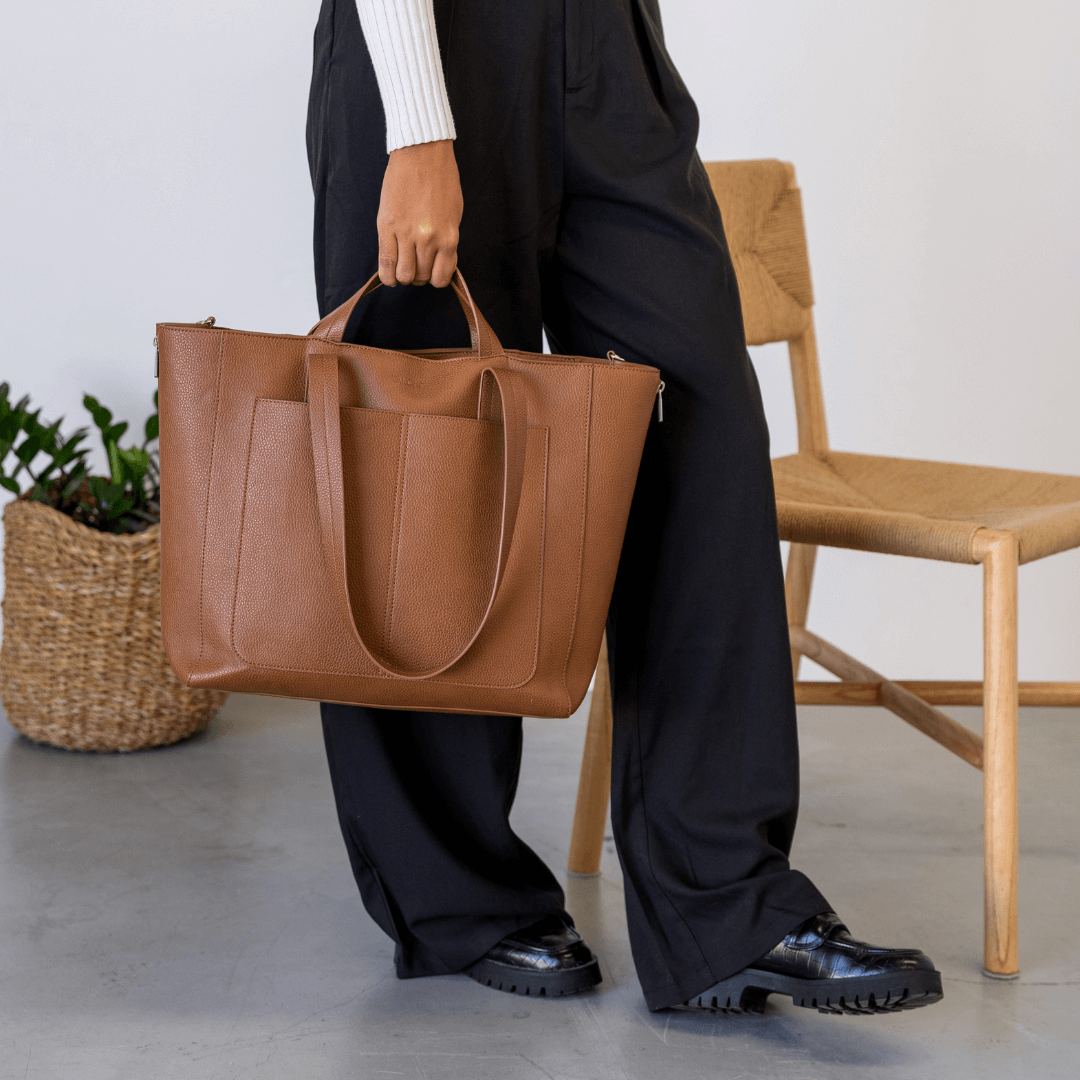 NEW Ida Tote + Work Bag Organiser (Vegan) Tan