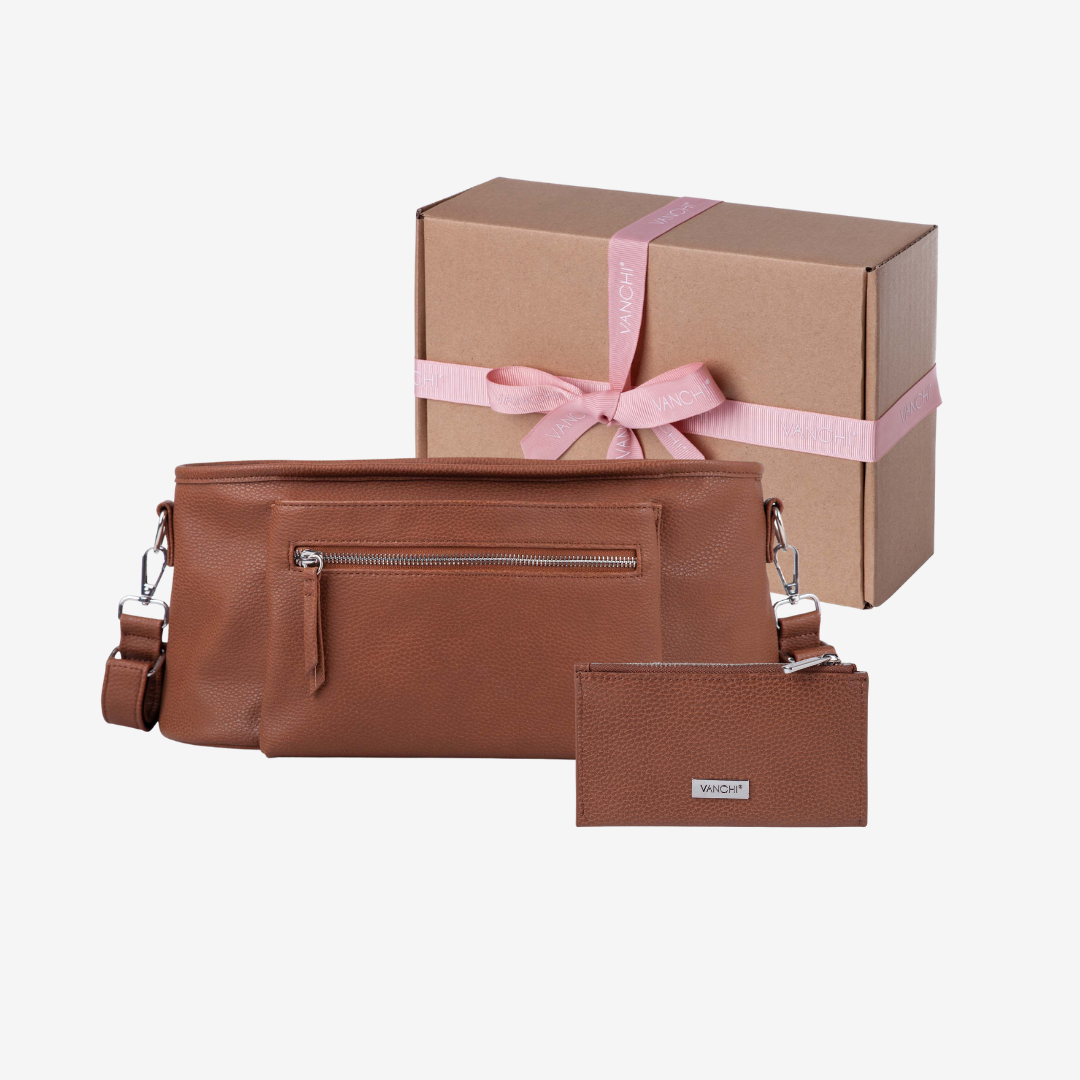 Original Pram Caddy & Mini Card Wallet - Tan Gift Set