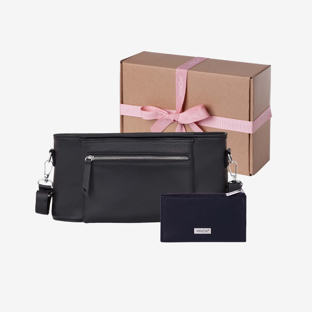 Original Pram Caddy & Mini Card Wallet - Black Gift Set