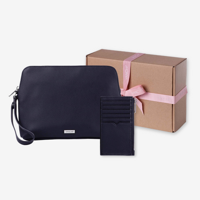 Everything Pouch & Mini Card Wallet - Black Gift Set