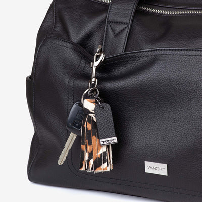 Leather Key Ring/ Bag Tassel +Black Mini Card Wallet