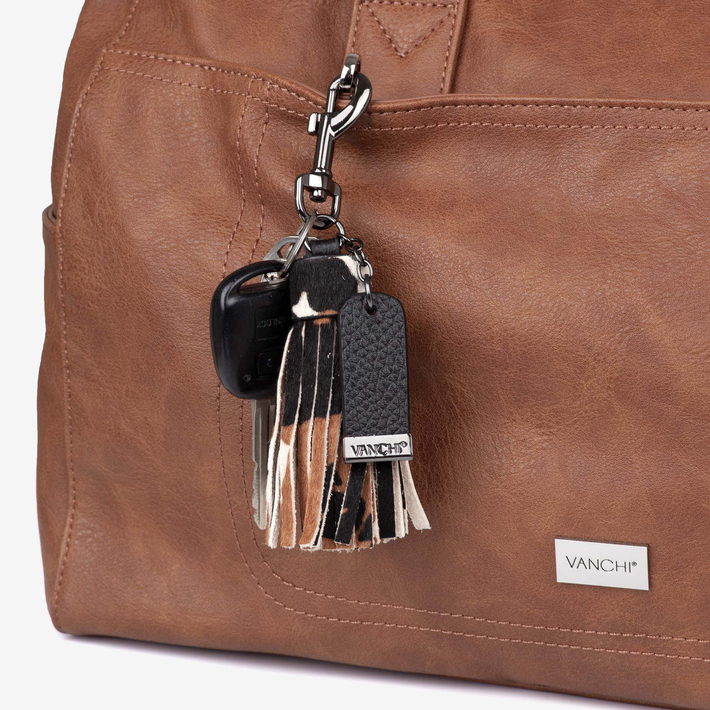 Leather Key Ring/ Bag Tassel +Black Mini Card Wallet