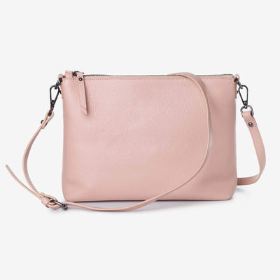 Everyday Leather Crossbody Bag, Leather Key Ring + Bottle Gift Set – Blush