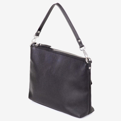 Vegan Leather Everyday Crossbody Bag - Black