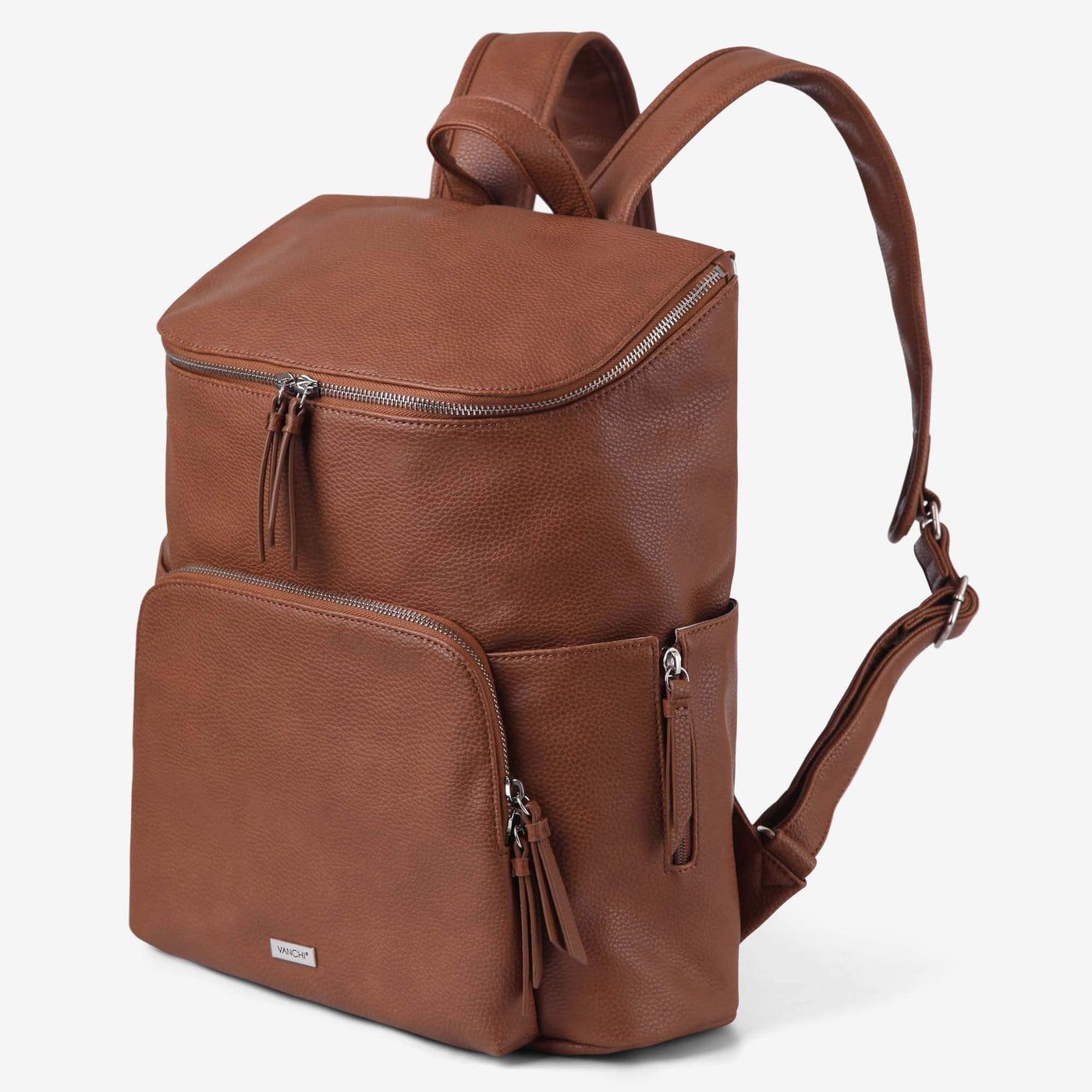 Frankie Everyday Backpack (Vegan) Pebbled Tan/ Silver