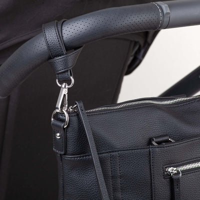 VANCHI Vegan Leather  Pram Clips - Black/Gunmetal