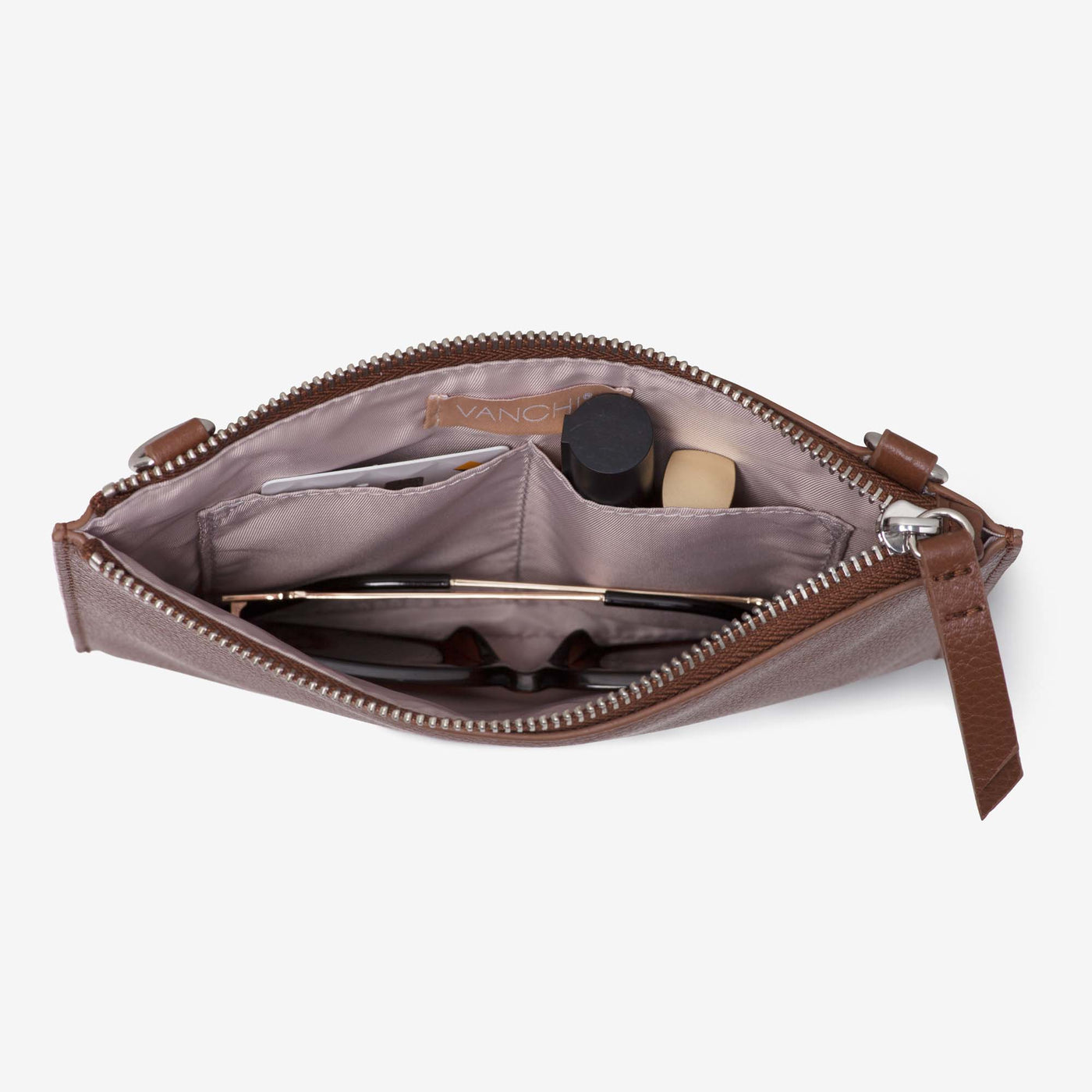 Leather Mini Clutch -  Tan