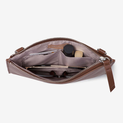 Leather Mini Clutch -  Tan