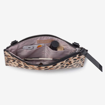 Leather Mini Clutch + Leather Key Ring/ Bag Tassel Gift Set – Leopard