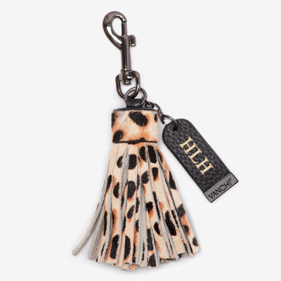 Leather Mini Clutch + Leather Key Ring/ Bag Tassel Gift Set – Leopard