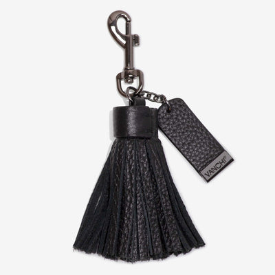 Leather Mini Clutch + Leather Key Ring/ Bag Tassel Gift Set – Black