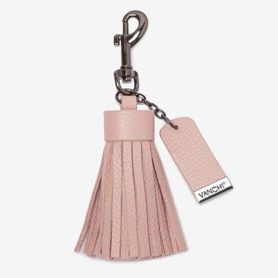 Leather Key Ring/ Bag Tassel + Tan Mini Card Wallet