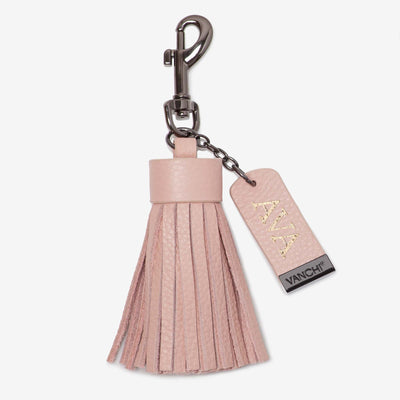 Leather Key Ring/ Bag Tassel + Tan Mini Card Wallet